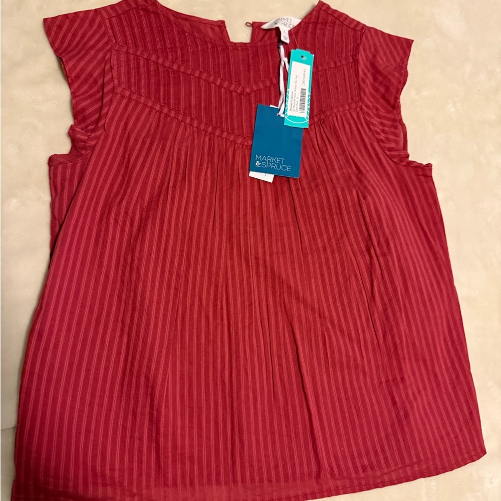 Market & Spruce Textured Red Blouse
